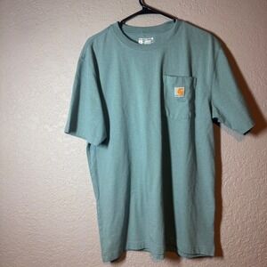 Carhartt Mens Medium M Loose Fit Workwear Pocket T Shirt Teal Green